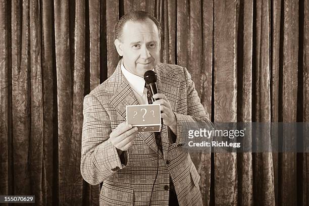 vintage game show - television host stock pictures, royalty-free photos & images