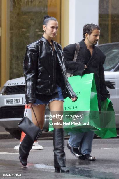 Dua Lipa shopping at Bottega Veneta Sloane Street store on July 17, 2023 in London, England.