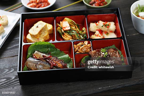 korean lunch box - bento stock pictures, royalty-free photos & images