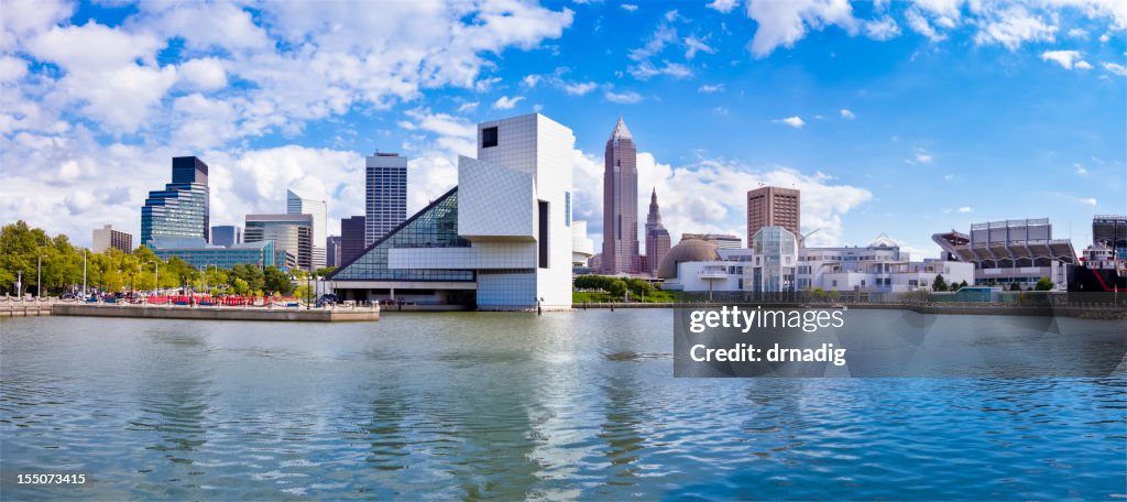 Cleveland Waterfront Panorama with Stadium, Museums and Cleveland Skyline