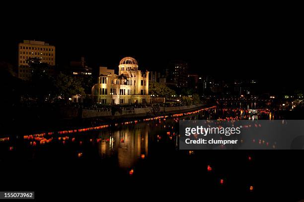 hiroshima a-bomb dome, twilight view - hiroshima peace memorial stock pictures, royalty-free photos & images