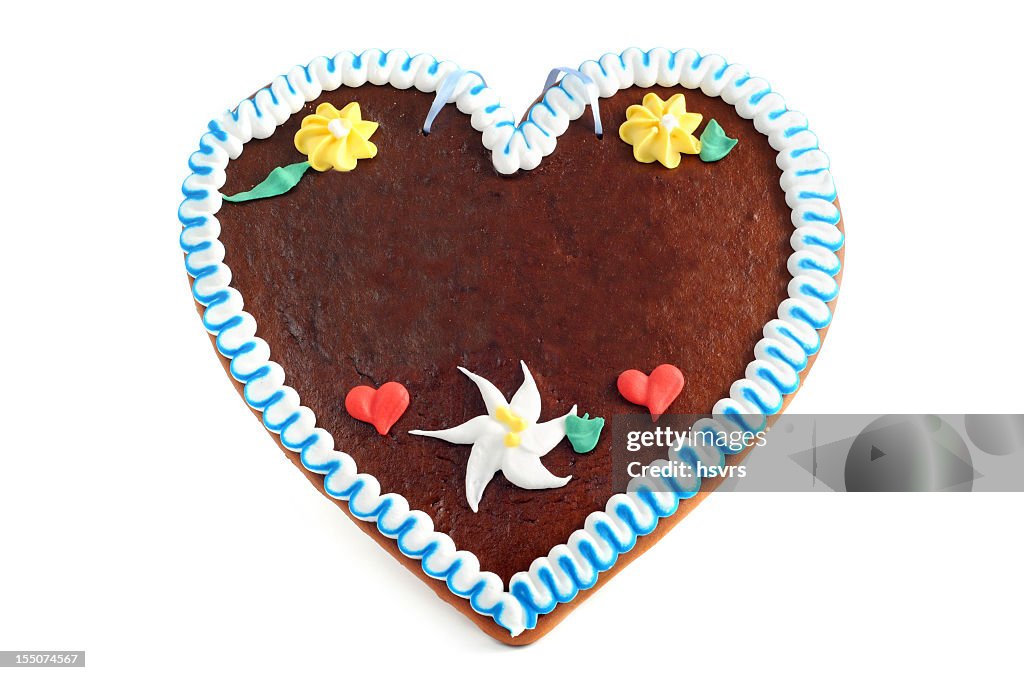 A gingerbread love heart shaped cookie
