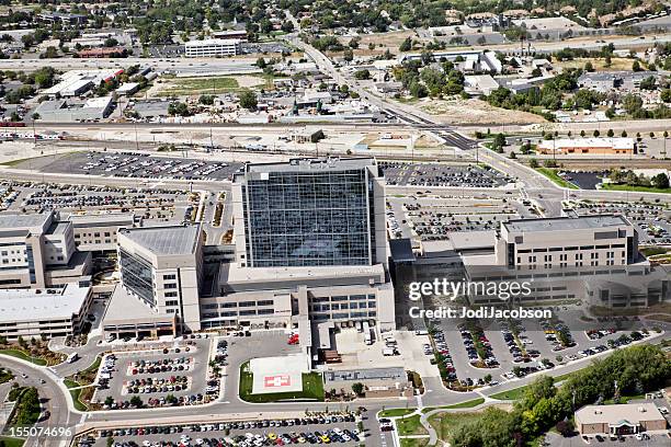 aerial of intermountain medical center hospital in slc utah - college campus aerial stock pictures, royalty-free photos & images