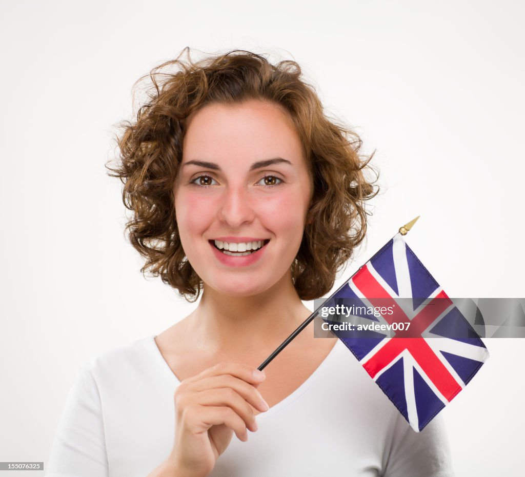 Woman with British flag