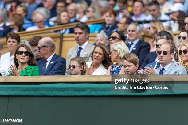 Catherine, Princess of Wales, Princess Charlotte of Wales, Prince George of Wales, and Prince William, Prince of Wales in the Royal Box during the...
