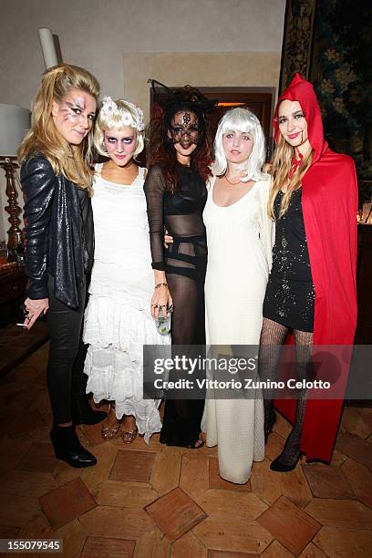 Assia Grazioli, Margherita Maccapani Missoni, Marie Louise Scio, Iacobella Gaetani Lovatelli, Beatrice Borromeo attend 'Bloody Halloween Party' at La...