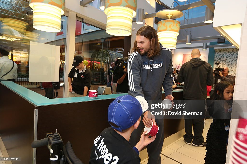 Kevin Love and Lou Amundson Trick or Treat with Hope Kids