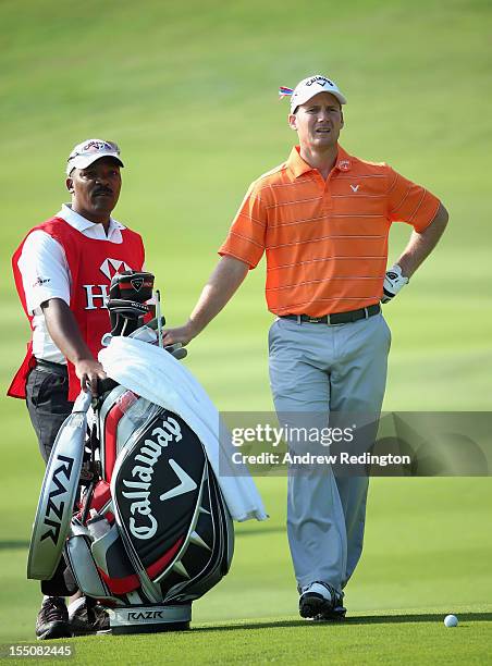 Garth Mulroy of South Africa in action during the first round of the WGC HSBC Champions at the Mission Hills Resort on November 1, 2012 in Shenzhen,...