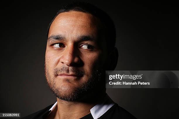 Piri Weepu poses during a New Zealand All Blacks portrait session at the Heritage Hotel on November 1, 2012 in Auckland, New Zealand.