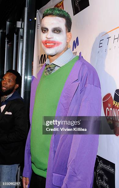 Matt Barnes dressed as The Joker attends Los Angeles Clipper Matt Barnes' "Welcome Back To LA" Post-Game Halloween Party at The Conga Room at L.A....