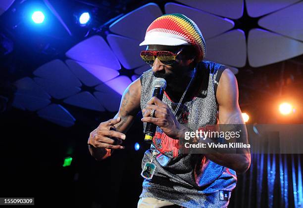 Snoop Lion performs at Los Angeles Clipper Matt Barnes' "Welcome Back To LA" Post-Game Halloween Party at The Conga Room at L.A. Live on October 31,...