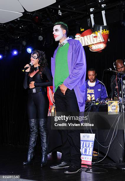 Gloria Govan and Matt Barnes attend Los Angeles Clipper Matt Barnes' "Welcome Back To LA" Post-Game Halloween Party at The Conga Room at L.A. Live on...