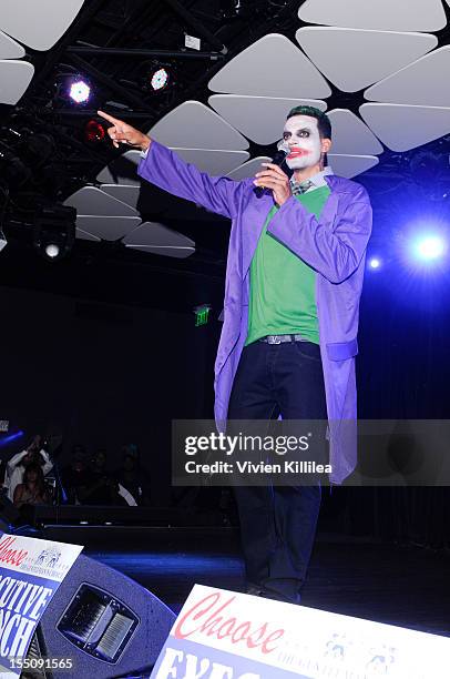 Matt Barnes dressed as The Joker attends Los Angeles Clipper Matt Barnes' "Welcome Back To LA" Post-Game Halloween Party at The Conga Room at L.A....