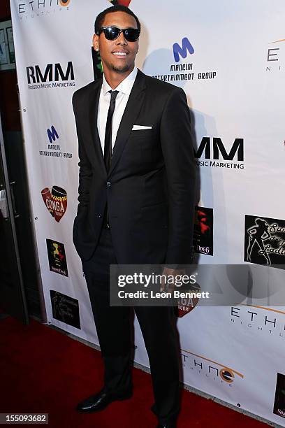 Trey Thompkins arrives at the Los Angeles Clipper Matt Barnes' "Welcome Back To LA" Post-Game Halloween Party at The Conga Room at L.A. Live on...