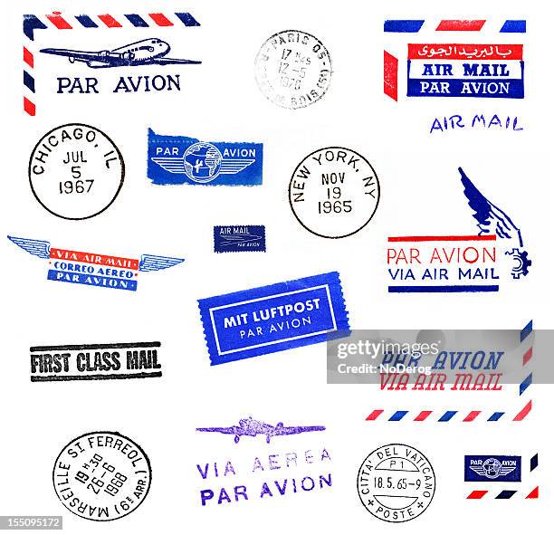 air mail and world cities postmarks - postage stamp stock pictures, royalty-free photos & images