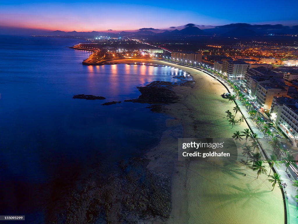 Arrecife, Lanzarote, Aerial View after Sunset
