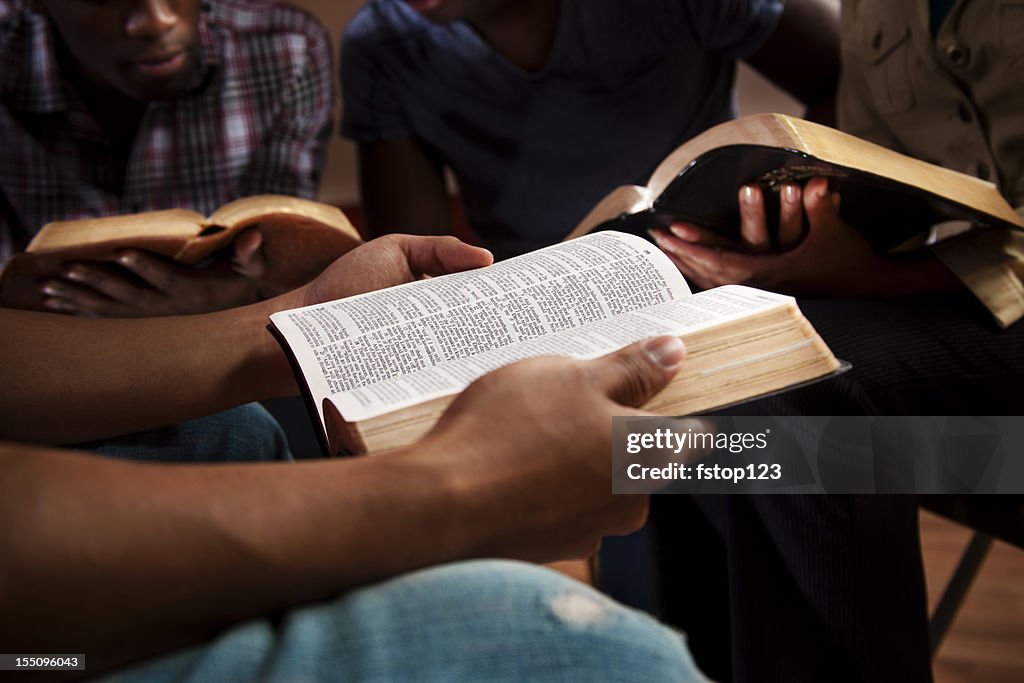 Young adults in a Bible study.