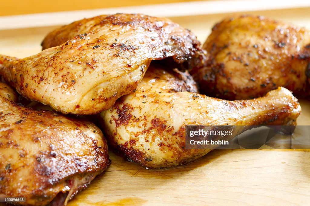 Golden brown barbecued chicken wings