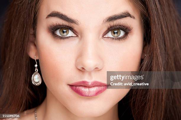 glamour face of beautiful hispanic girl - latina glamour models stock pictures, royalty-free photos & images