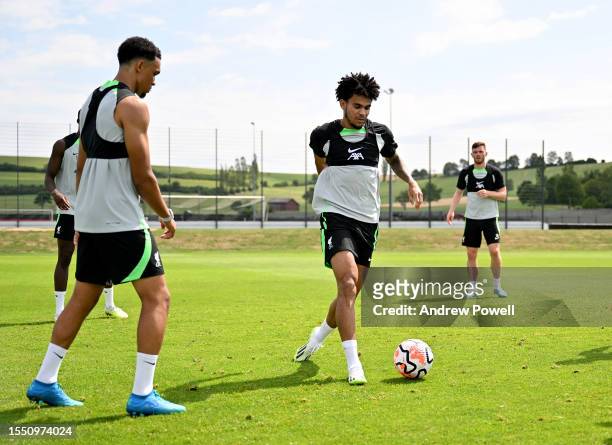 Luis Diaz of Liverpool during a training session on July 17, 2023 in UNSPECIFIED, Germany.