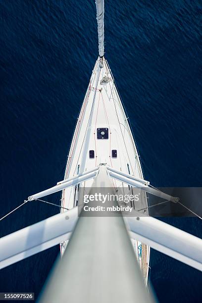 sailboat from above - jib stockfoto's en -beelden