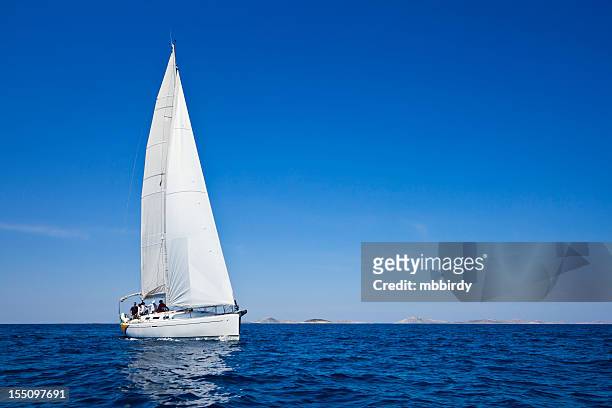 sailing crew on sailboat - sailing a ship stock pictures, royalty-free photos & images