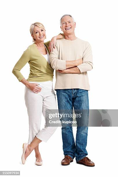 beautiful mature couple smiling together - couple full length stock pictures, royalty-free photos & images