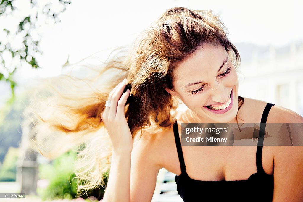 Happiness, Natural Laughing Woman in Summer Park Portrait