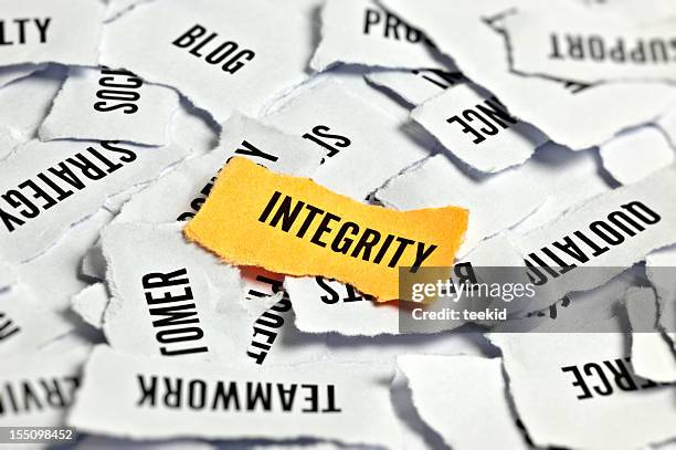 integrity word on paper - ethics stockfoto's en -beelden