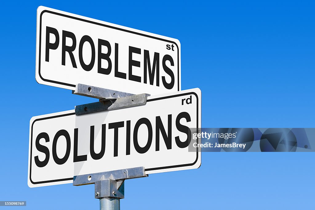 Problems Solutions Street Sign High-Res Stock Photo - Getty Images