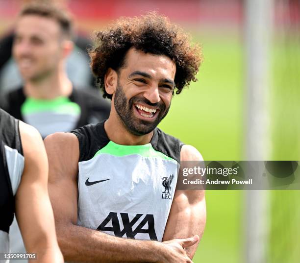 Mohamed Salah of Liverpool during a training session on July 17, 2023 in UNSPECIFIED, Germany.