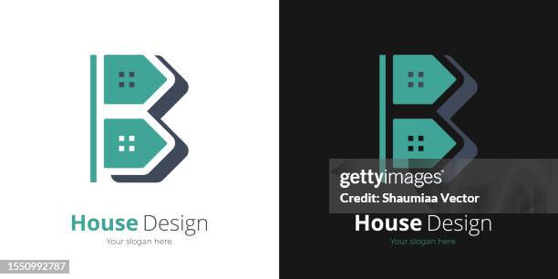 illustrations, cliparts, dessins animés et icônes de maison et maison avec design conceptuel de symbole b sur fond blanc - lettre b