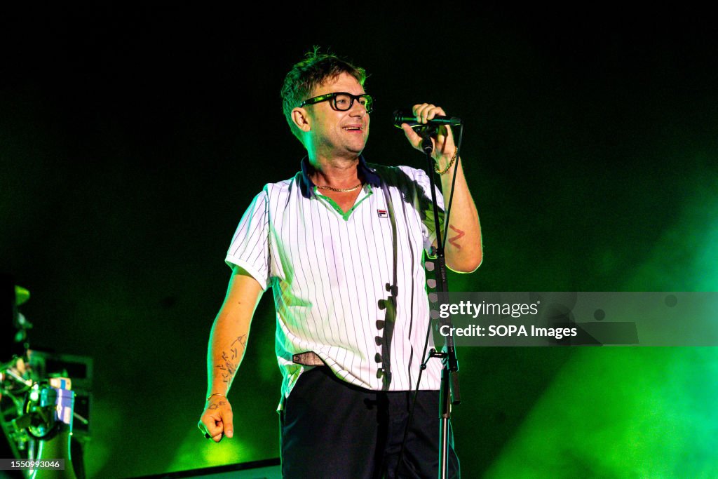 Damon Albarn of Blur Rock band performs live at Lucca Summer...
