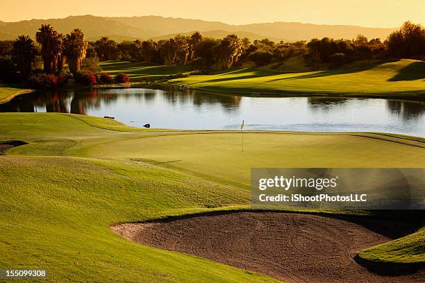 golf course landscape at sunrise - california desert stock pictures, royalty-free photos & images