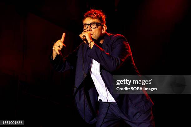 Damon Albarn of Blur Rock band performs live at Lucca Summer Festival in Lucca.