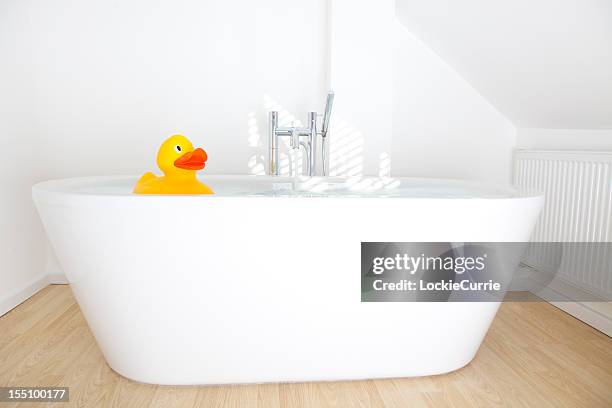 duck in a bath - red tub 個照片及圖片檔