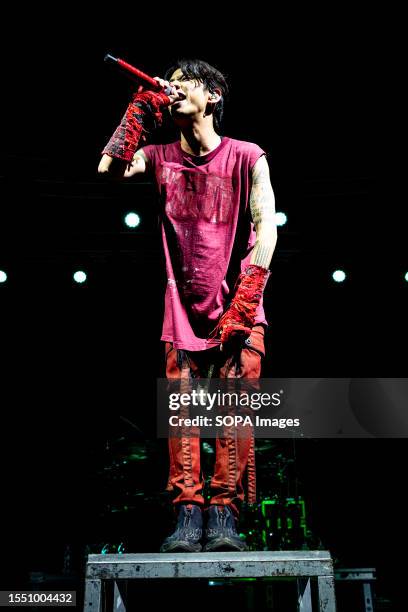 Takahiro Moriuchi, also known as Taka of One Ok Rock Japanese rock band performs live at Fabrique in Milan.