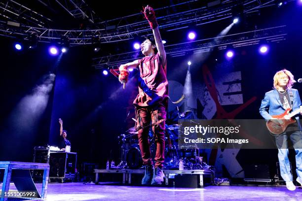 Takahiro Moriuchi, also known as Taka and Toru Yamashita of One Ok Rock Japanese rock band performs live at Fabrique in Milan.