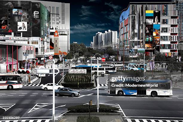 the station square rotary in japan - chiba city stockfoto's en -beelden