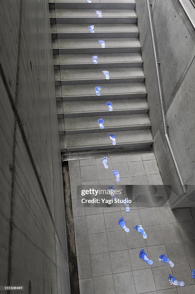 Blue sky in the footprint and Stairs