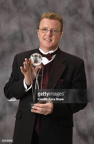 Steve Nicol of the New England Revolution, winner of the Coach of the Year, poses for a portrait following the Major League Soccer Gala Awards 2002...