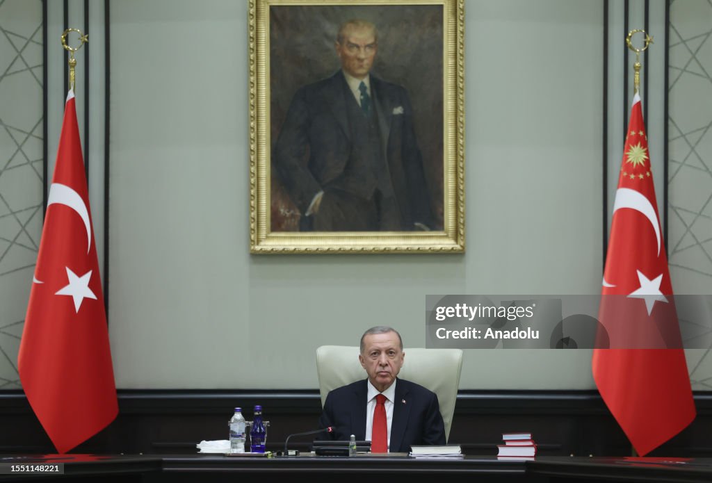 Tayyip Turkish President Recep Tayyip Erdogan chairs the cabinet meeting at ...