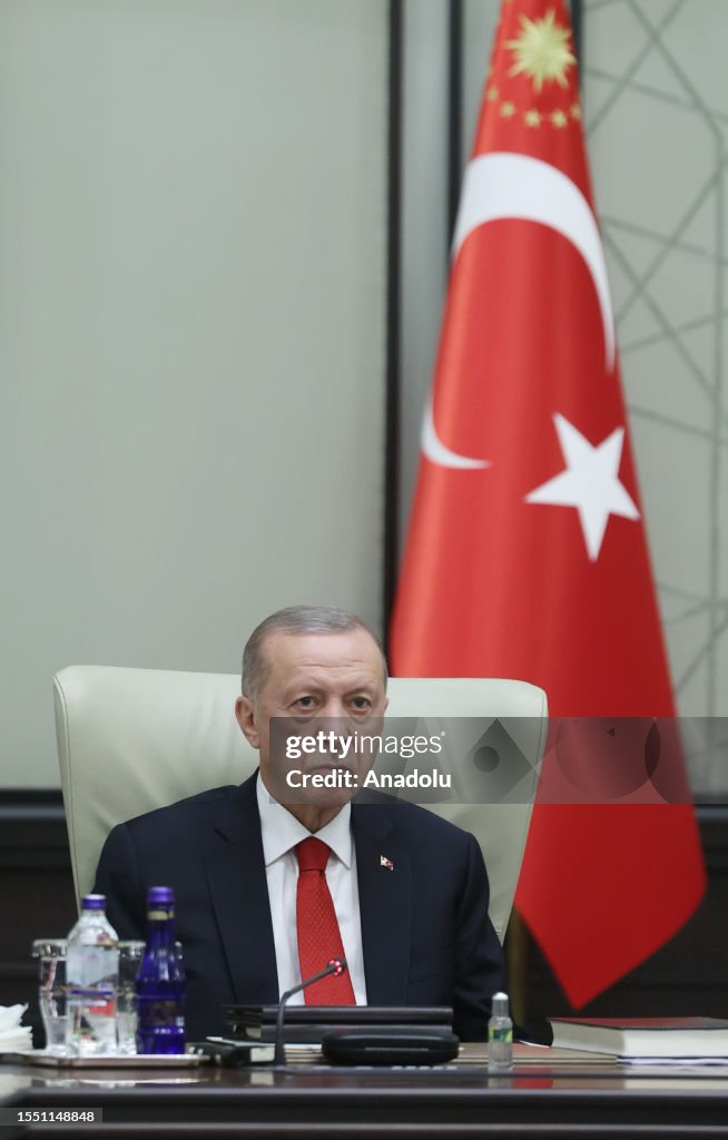 Tayyip Turkish President Recep Tayyip Erdogan chairs the cabinet meeting at ...