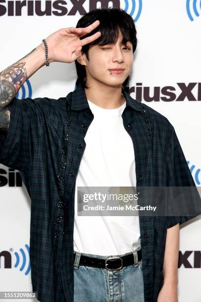 Jung Kook visits SiriusXM at SiriusXM Studios on July 17, 2023 in New York City.