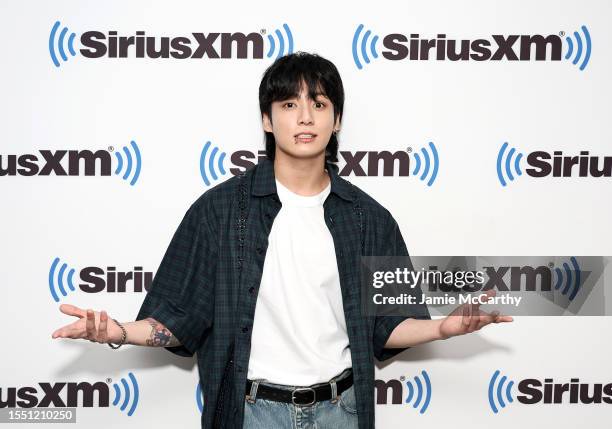 Jung Kook visits SiriusXM at SiriusXM Studios on July 17, 2023 in New York City.