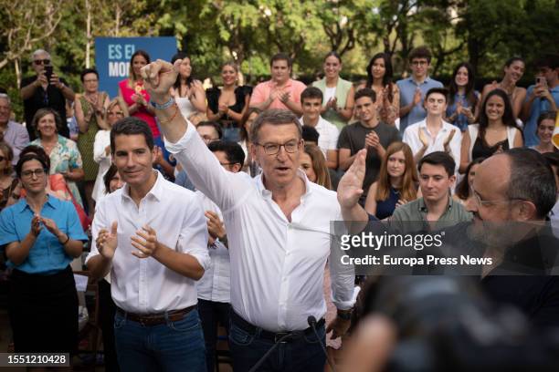 The PP candidate for the Presidency of the Government, Alberto Niñez Feijoo , during a rally for the 23J elections in Turo Park, on 17 July, 2023 in...