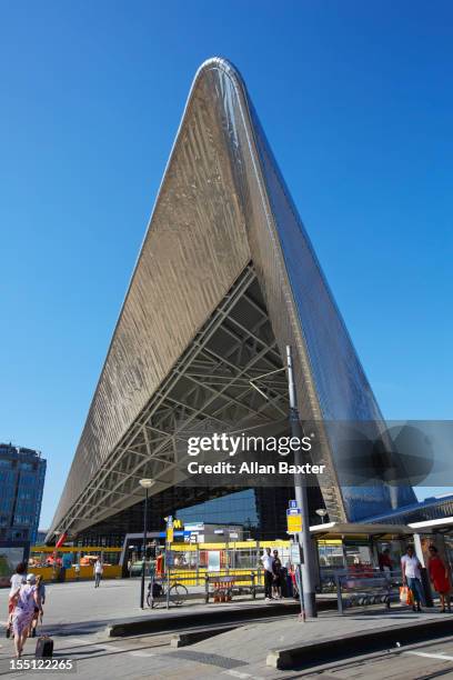 ceiling of rotterdam central station - rotterdam station stock pictures, royalty-free photos & images