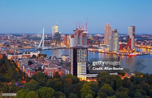 skyline of harbour rotterdam - rotterdam port foto e immagini stock