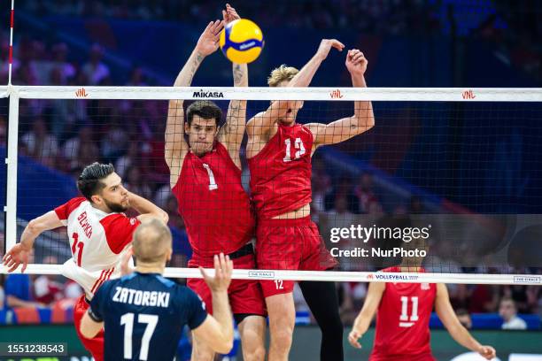 Grzegorz Sliwka, Matthew Anderson, Maxwell Holt, Micah Christenson during the FIVB Volleyball Nation League - Men , final match USA v Poland 1:3...