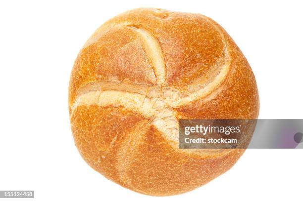 german bread roll on white background - german culture stockfoto's en -beelden